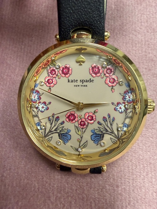 kate spade Accessories - kate spade Gold Tone Watch with Pink and Blue Floral Dial